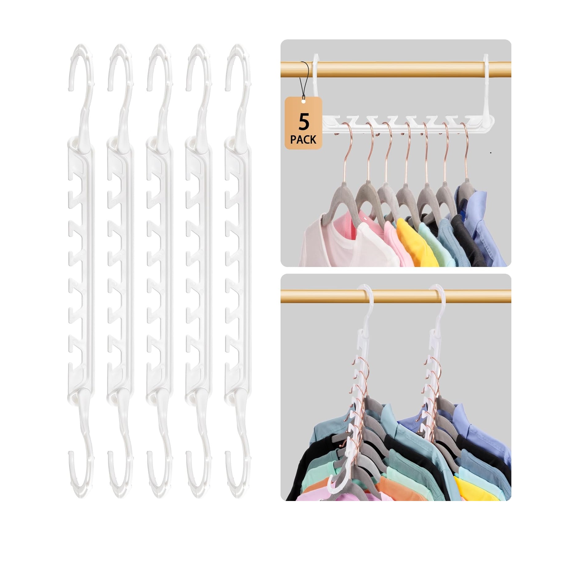 HOUSE DAY Magic Hangers Space Saving 5 Pack Upgraded Sturdy Smart