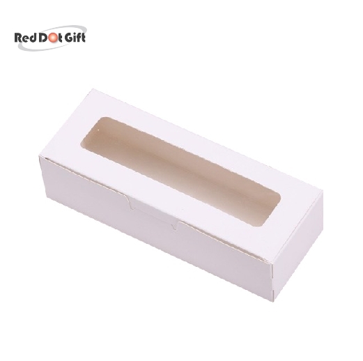 Pack of 12 Rectangular Bakery Boxes with Window,Paper Macaron Box, Biscuit,Candy Box (White