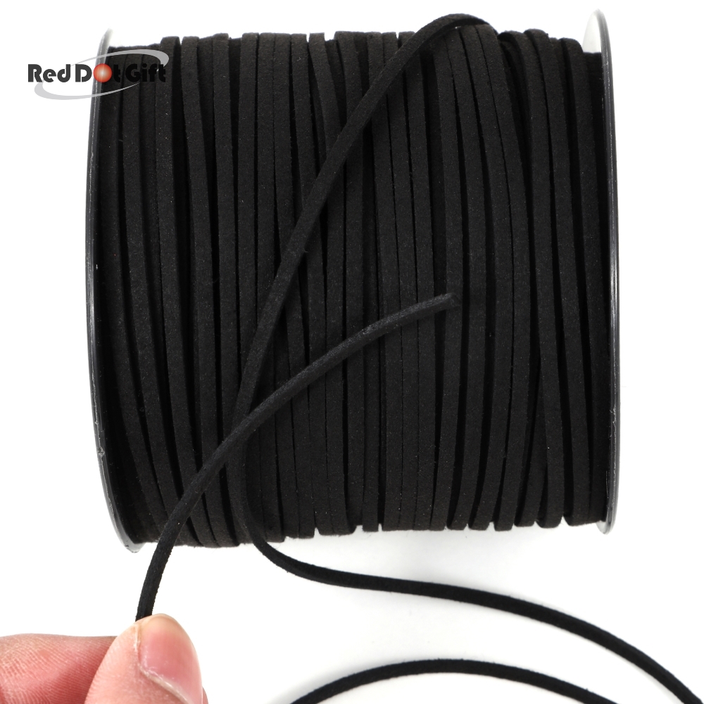 50/100 Yards Black Color Suede Cord, Leather Cord 2.6mm x 1.5mm Suede Lace  Faux Leather Cord with Roll Spool Beading Craft Thread for Bracelet  Necklace Beading DIY Handmade Crafts Thread. - Red