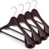 HOUSE DAY 4-Pack High-Grade Solid Wood Coat Hangers for Women, White Wide Shoulder Wooden Hangers, Suit Hangers with Non-Slip Pants Bar, Smooth Finish 360°Swivel Hook for Dress, Heavy Clothes Hangers - Cherry Wood