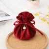 H13*9cm Gift Velvet Pouch with Round Base ( 6 Colors ) - Red