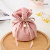 H13*9cm Gift Velvet Pouch with Round Base ( 6 Colors ) - Pink