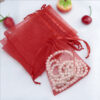 Pack Of 100Pcs Drawstring Organza Pouches, Premium Jewelry Pouches Party Festival Gift Pouches.(Size-10X15cm) - Red