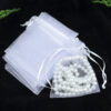 50 Pieces Size : 13*18cm Drawstring Organza Pouches, Gift Pouches ( Colors : White/Black/Beige/Pink ) - White