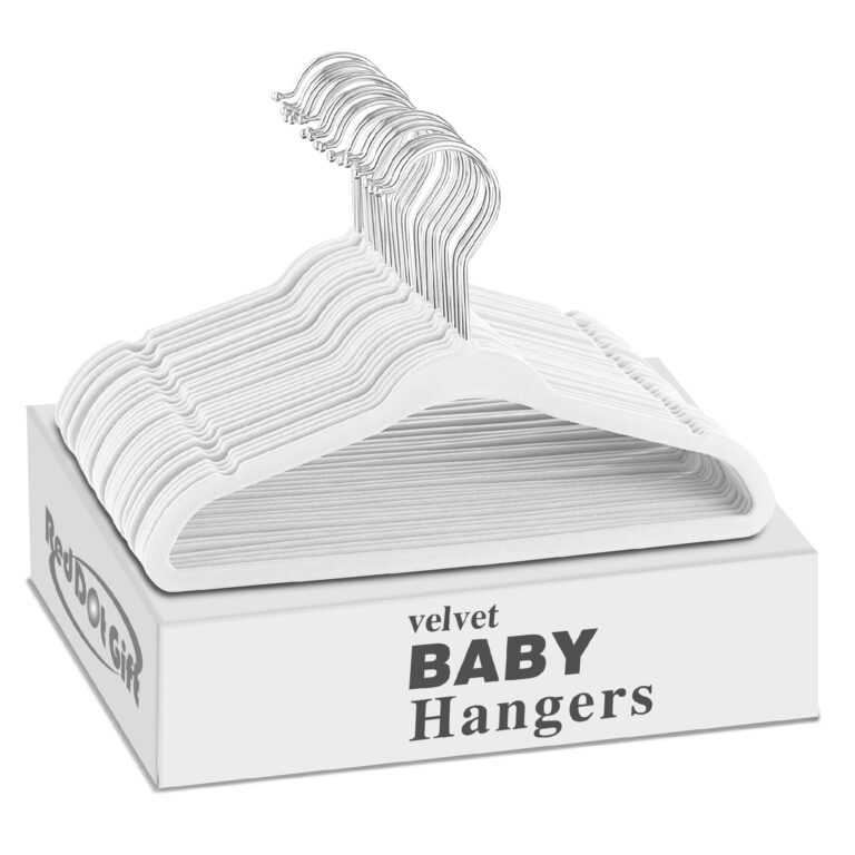 Baby Velvet Hangers White 11Inch/28cm - Nursery Clothes Hangers Non Slip Toddler Hangers, 360 Chrome Swivel Hook