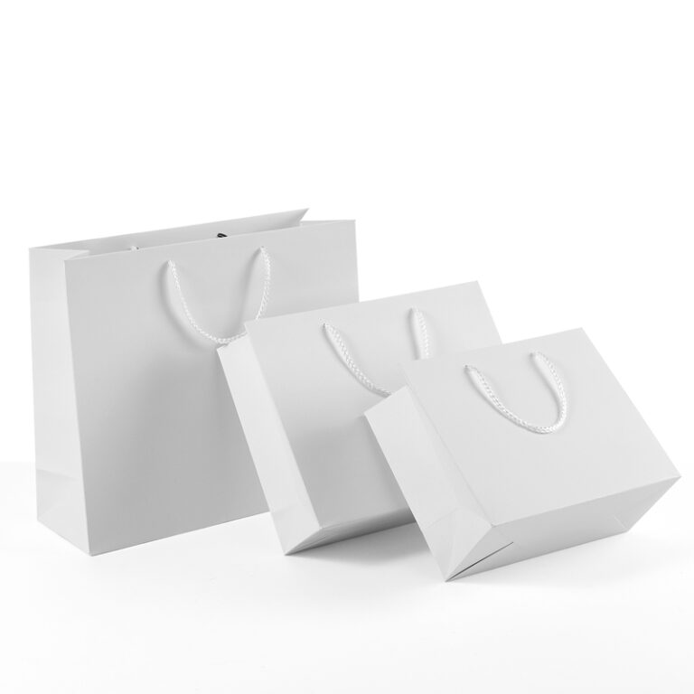 White Plain Gift Bags Shopping Bag Party Favor Bags ( Available 4 Sizes ) with Cotton Handle for Birthday Mother's Day, Baby Shower Bridal Shower Wedding Gift