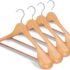 HOUSE DAY 4-Pack High-Grade Solid Wood Coat Hangers for Women, White Wide Shoulder Wooden Hangers, Suit Hangers with Non-Slip Pants Bar, Smooth Finish 360°Swivel Hook for Dress, Heavy Clothes Hangers - Natural"