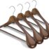 HOUSE DAY 4-Pack High-Grade Solid Wood Coat Hangers for Women, White Wide Shoulder Wooden Hangers, Suit Hangers with Non-Slip Pants Bar, Smooth Finish 360°Swivel Hook for Dress, Heavy Clothes Hangers - Walnut"