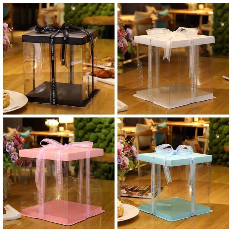 10-Pack Transprent Cake Box Flat Mode. （ Available Many Sizes and Colors. ）