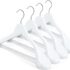 HOUSE DAY 4-Pack High-Grade Solid Wood Coat Hangers for Women, White Wide Shoulder Wooden Hangers, Suit Hangers with Non-Slip Pants Bar, Smooth Finish 360°Swivel Hook for Dress, Heavy Clothes Hangers - White"