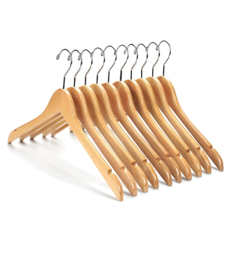 Nature Smile High Grade Solid Lotus Wooden Hangers - 10 Pack - Solid Wood Dress Hangers,Shirt Hangers,Coat Jacket Clothes Hangers,With Extra Smooth Finish, 360 Degree Swivel Hook(Natural)