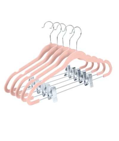 20-Pack Pink Non-Slip Velvet Hangers with Clip 42.5cm/16.8 Inch- 360 Degree Rotatable Hook - Durable & Slim - Non Slip Hangers for Coat Hangers - Pant Hangers