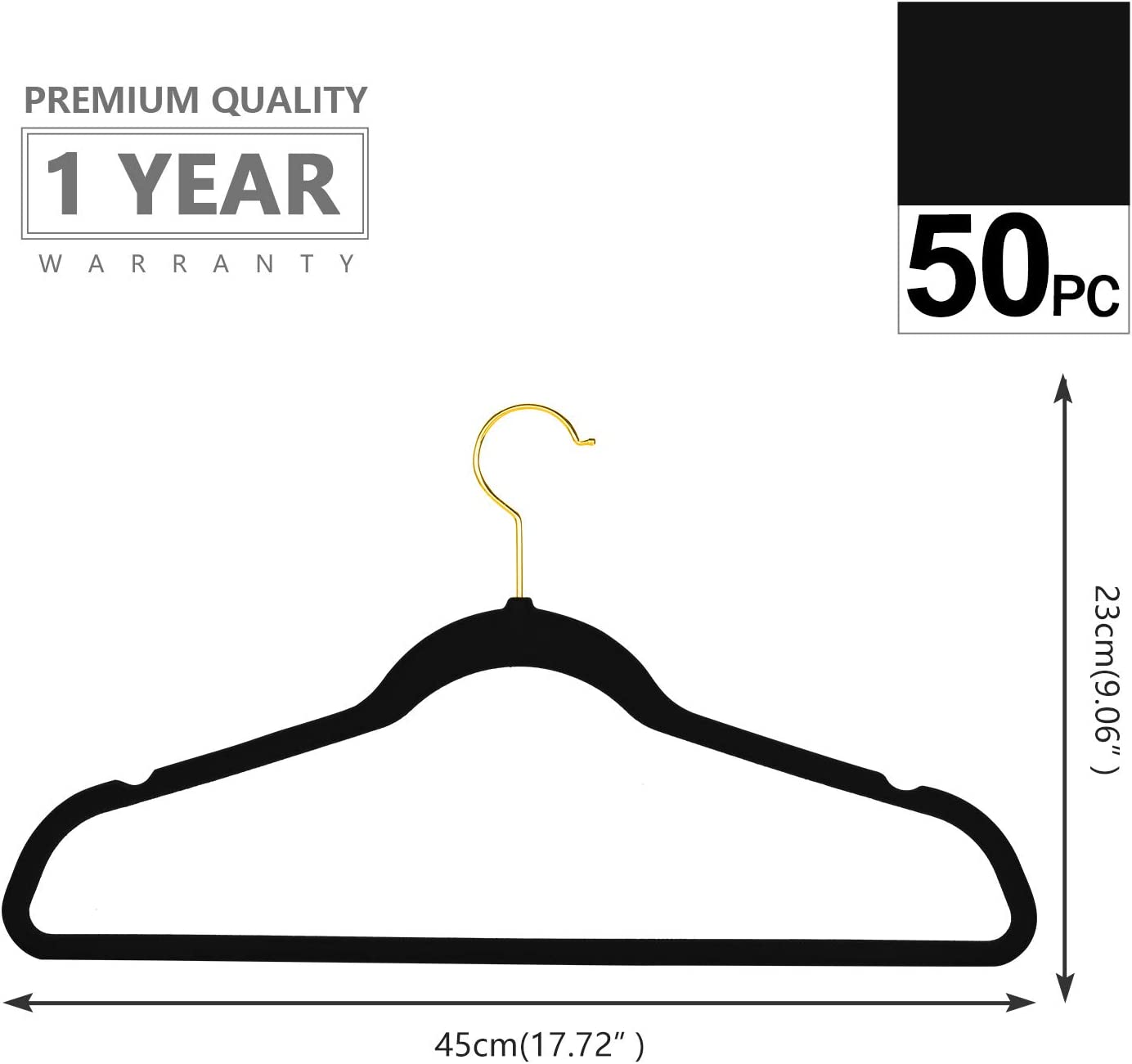 Member's Mark Elite Quality Nonslip Velvet Hangers Black - 50 Pack