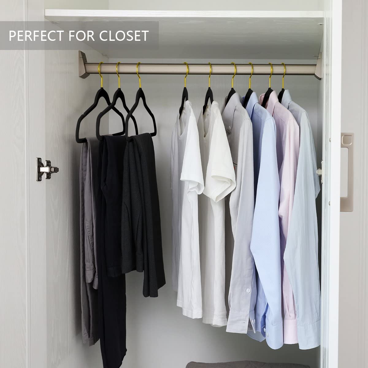 MIZGI Premium Velvet Hangers (50 Pack) Heavy Duty - Non Slip Felt Suit  Hangers Teal/Turquoise - Rose Gold Hooks,Space Saving Clothes Hangers