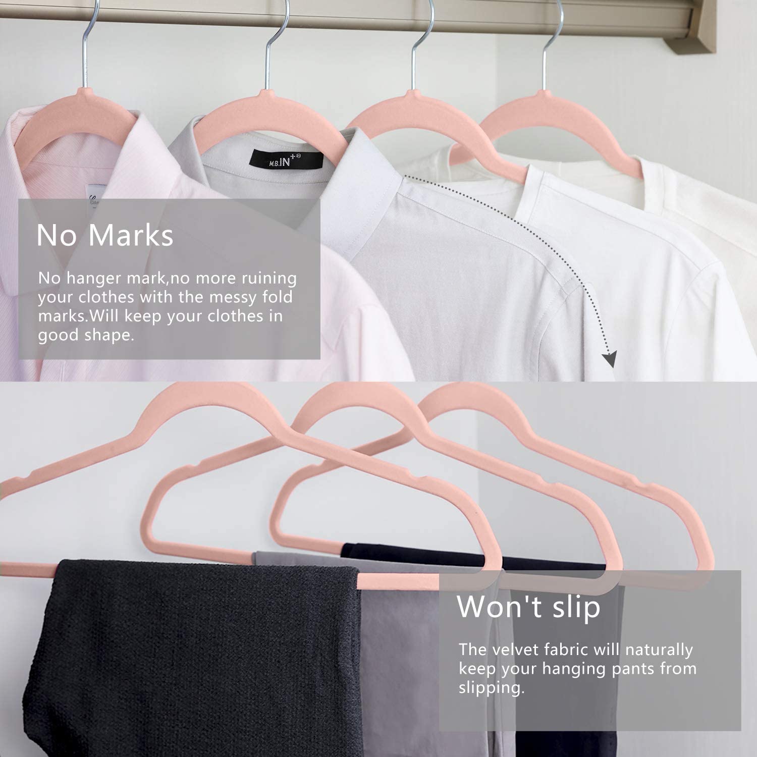 Premium Velvet Hangers (Pack of 50) Heavyduty- Non Slip No Shoulder Bump  Suit Hangers - Copper/Rose