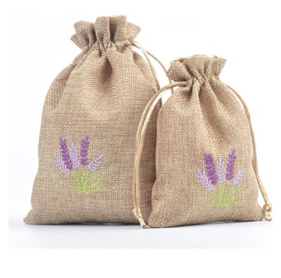 Jute pouch 9x12 Lavender Sachet Bags Linen Drawer Sachet Bags Empty Refillable Small Drawstring Sachet Bags for Lavender Jewelry, Wedding Home Car Decorations.