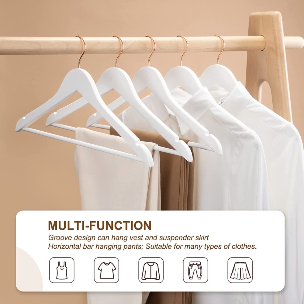 HOUSE DAY Wooden Hangers , 20PCS White Wooden Coat Hangers for Clothes ...