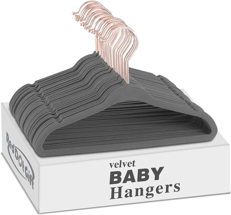 Rose-Gold Hook Baby Velvet Hangers 11Inch Grey - Nursery Clothes Hangers Non Slip Toddler Hangers, 360 Chrome