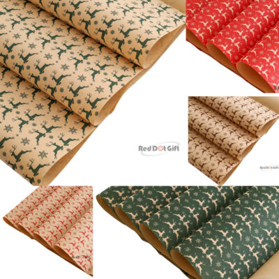 Pack Of 20pc Christmas Elk Design Wrapping Paper 70*50cm Christmas Gift Wrapping Paper, Brown Kraft Christmas Wrapping Paper for Christmas,Party,Festive Decorations.