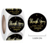 1 Roll " Thank You for Your Order " Gold Foil Stickers Size 5*5cm ( 2 inch diameter ）Round Shape ,500 stickers included. ( 3 color available ) - Black