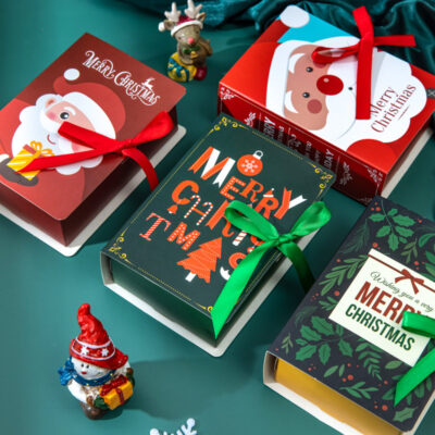 Pack of 10 Christmas Box Gift Box Gift Packaging Box Paper Box Creative Magic Book Decoration Christmas Sugar Box Empty Box