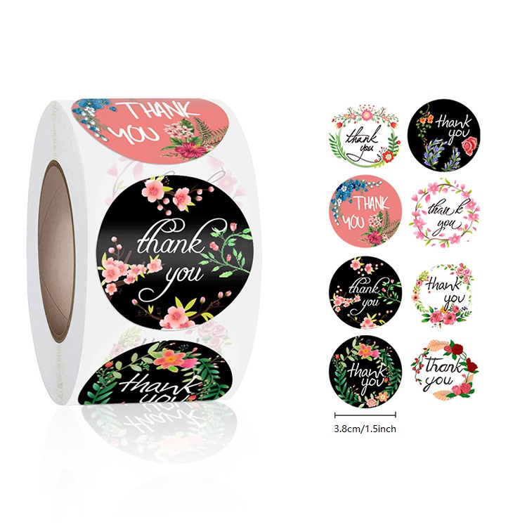 1 Roll Thank You Stickers Size 3.8*3.8cm ( 1.5inch diameter ）Round ...