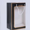 Gift Paper Bag with Window and Gold Border Item CodeH35*24.5*15CM (4 color available ) - Black With Window