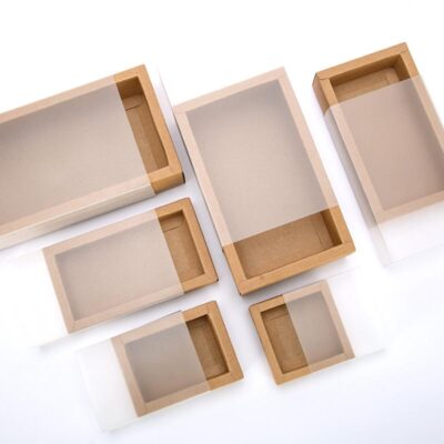 Kraft Color Square Size Transparent Clear Window Boxes ,CS Series, Paper Box For Gift Packagings.(3 Sizes Available).