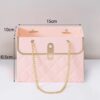 Pack Of 4 Fashion Brand Tote Bag Premium Quilty Bag With Chain Handle 3 Color Availble(H10.5*15*10CM) - Pink