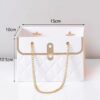 Pack Of 4 Fashion Brand Tote Bag Premium Quilty Bag With Chain Handle 3 Color Availble(H10.5*15*10CM) - White